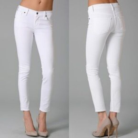 Citizens of Humanity White Thompson Medium Rise Cropped Skinny Jeans Size - Picture 1 of 10